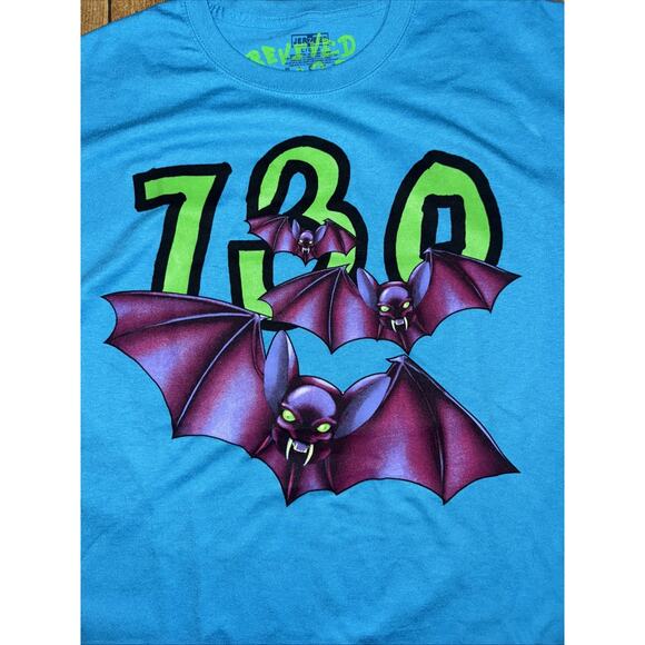 Asspizza Yu-Gi-Oh! Revived Bats T-Shirt Blue Large 21x29 Streetwear Designer Tee - Picture 2 of 4